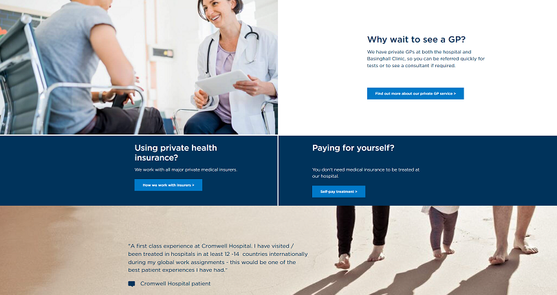 Bupa Cromwell website screen