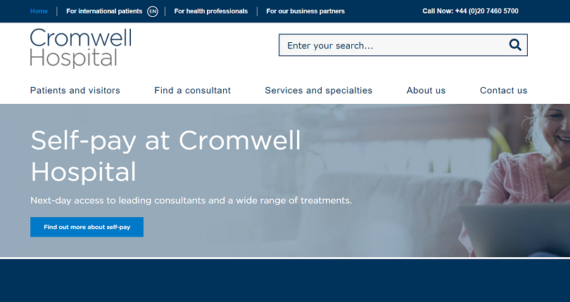Bupa Cromwell website welcome screen