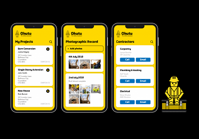 Ohutu mobile screens used on web application and mobile apps built by OWA