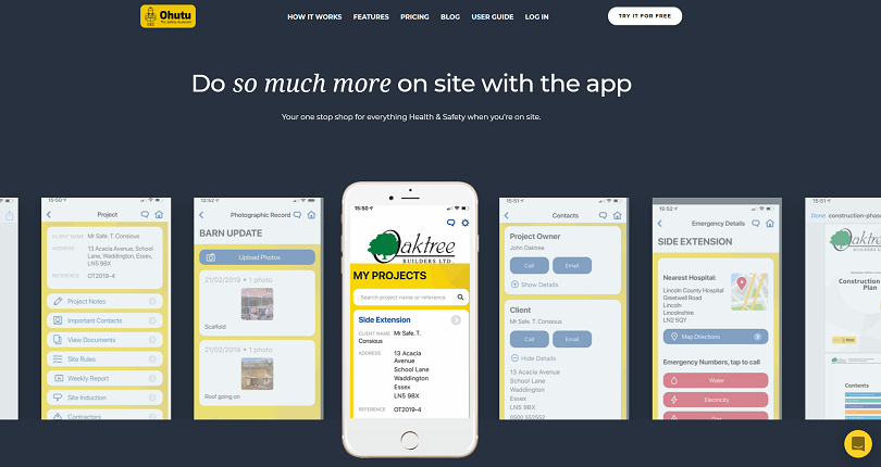 Ohutu mobile screens used on web application and mobile apps built by OWA