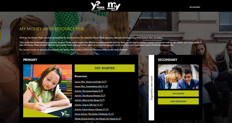 Young Money resource hub screen on Wordpress website built by OWA