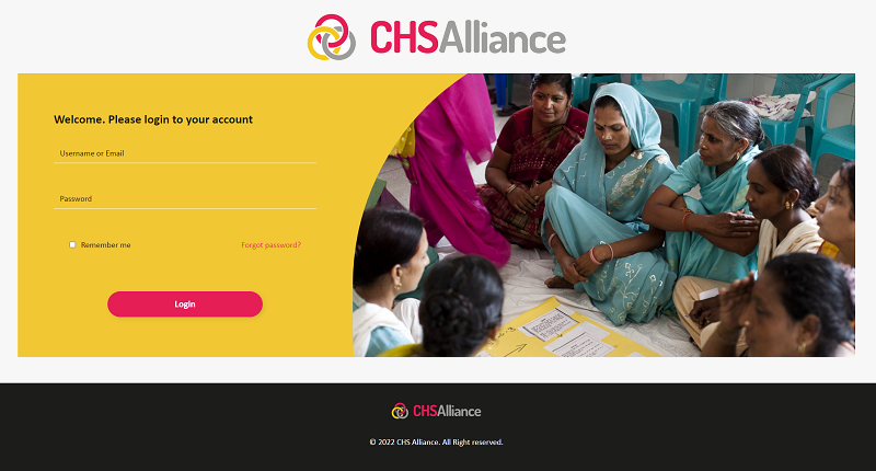 Screen showing CHS database login