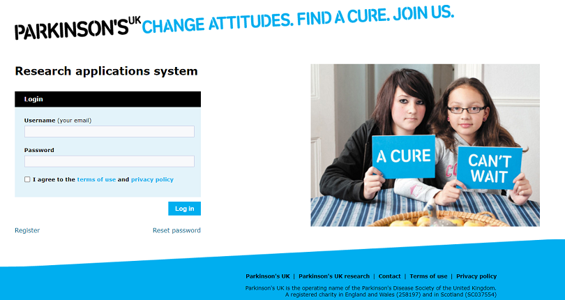 Grant management application screenshot