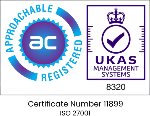 ISO 27001 certification logo. Certificate number 11899.