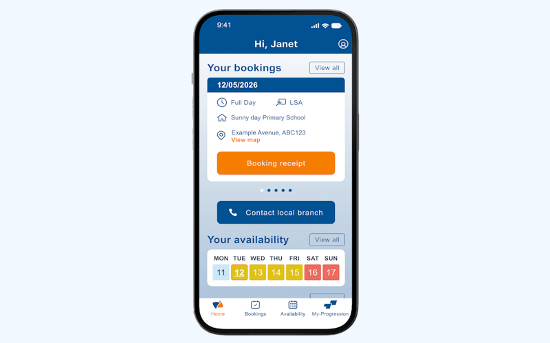 A smartphone displaying the booking screen of the TeacherActive mobile app.