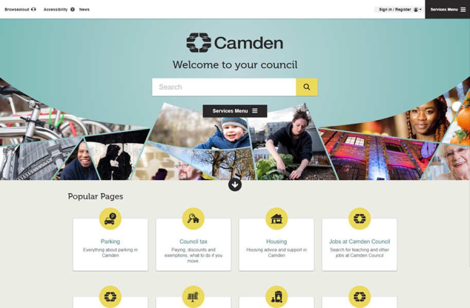 London Borough of Camden homepage