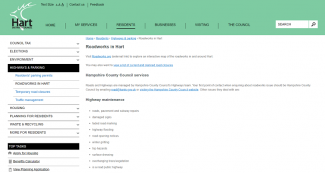 Example of Hart District Council webpage built in Drupal by OWA
