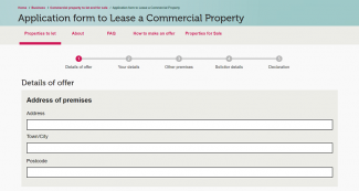 London Borough of Camden commercial property application form developed by OWA