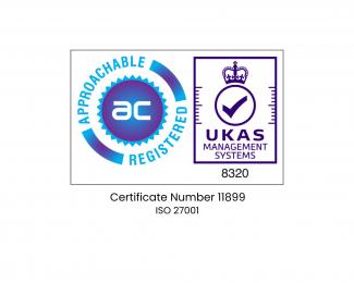 Approachable ISO 27001 certification logo. Certificate number 11899.