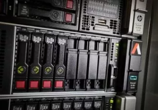 Close up of servers in the OWA managed hosting environment